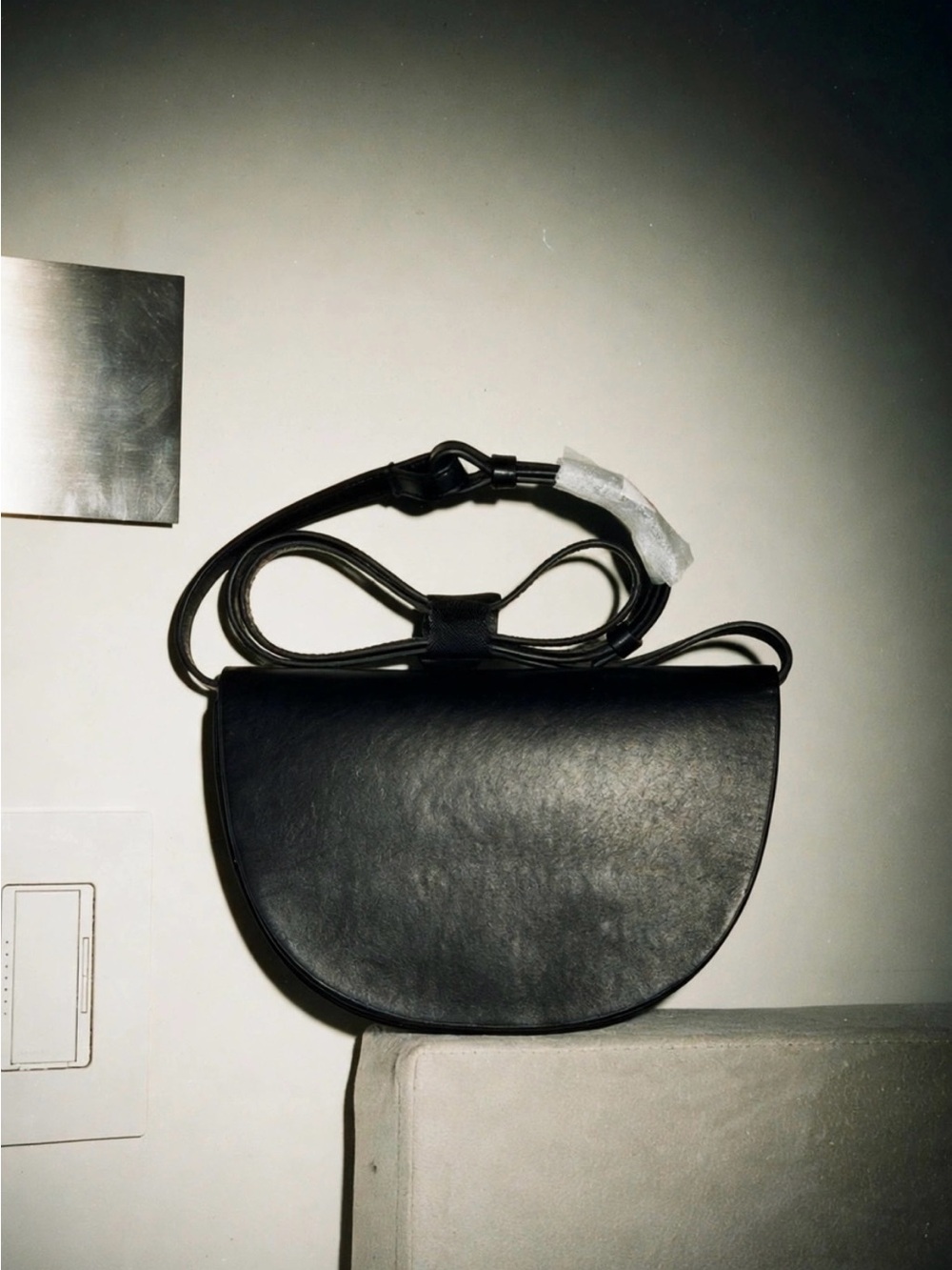 NWT COS Black Curved Crossbody Leather Shoulder Bag